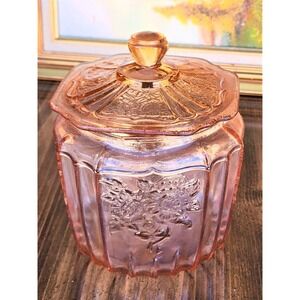 Vintage/ Antique Pink Depression Mayfair Cookie Jar with Lid
